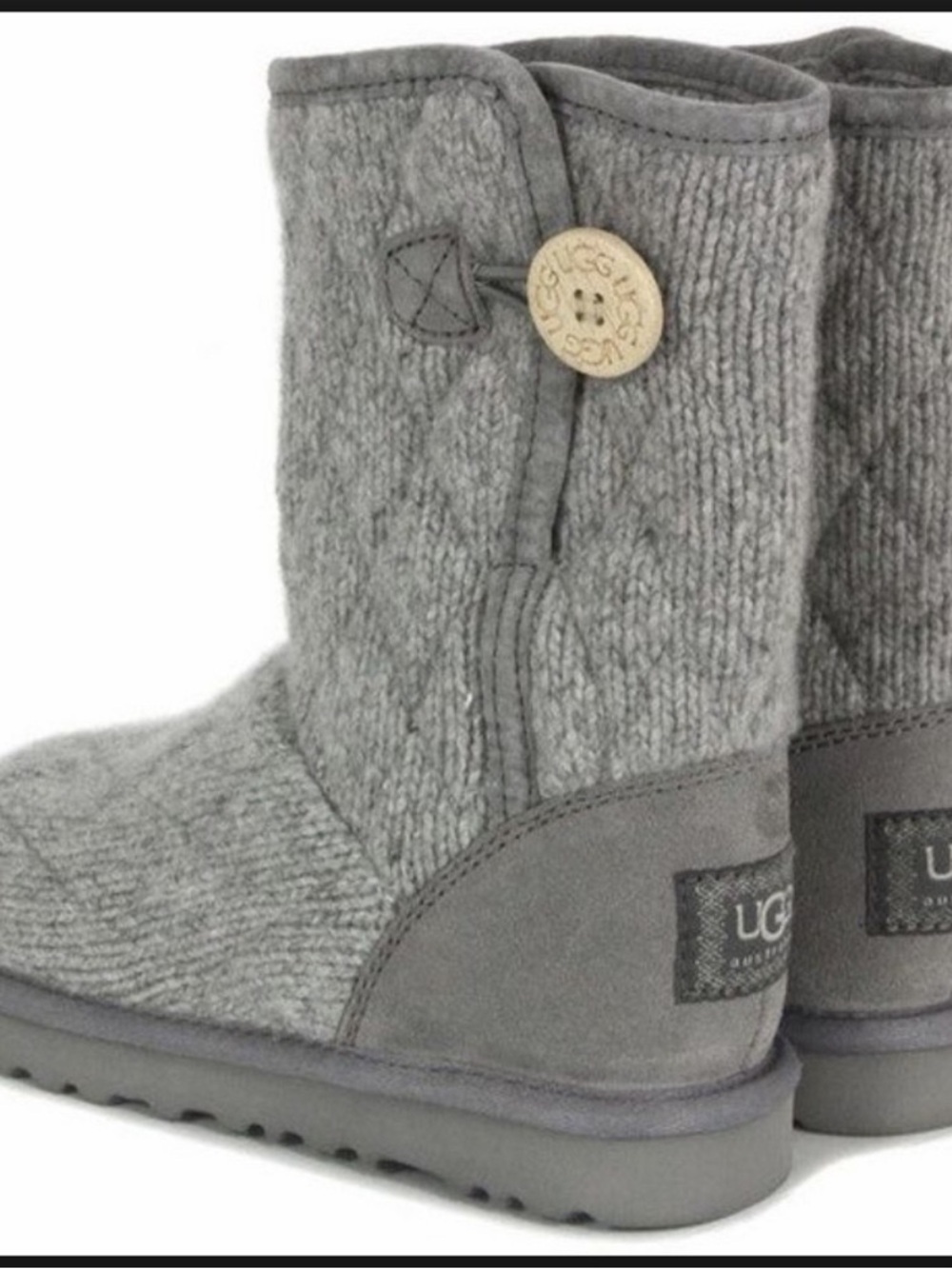 Women’s Ugg Gray Sweater Boots with buttons